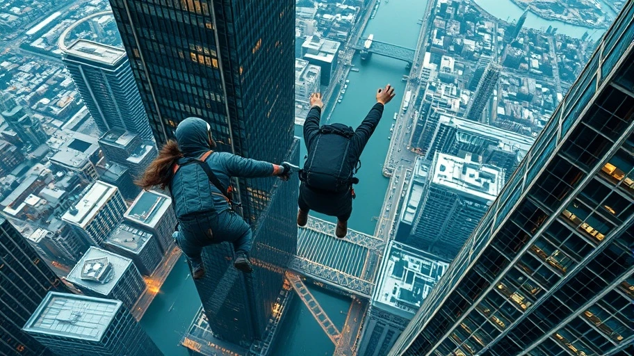 BASE jump nguy hiểm từ tòa nhà cao tầng.