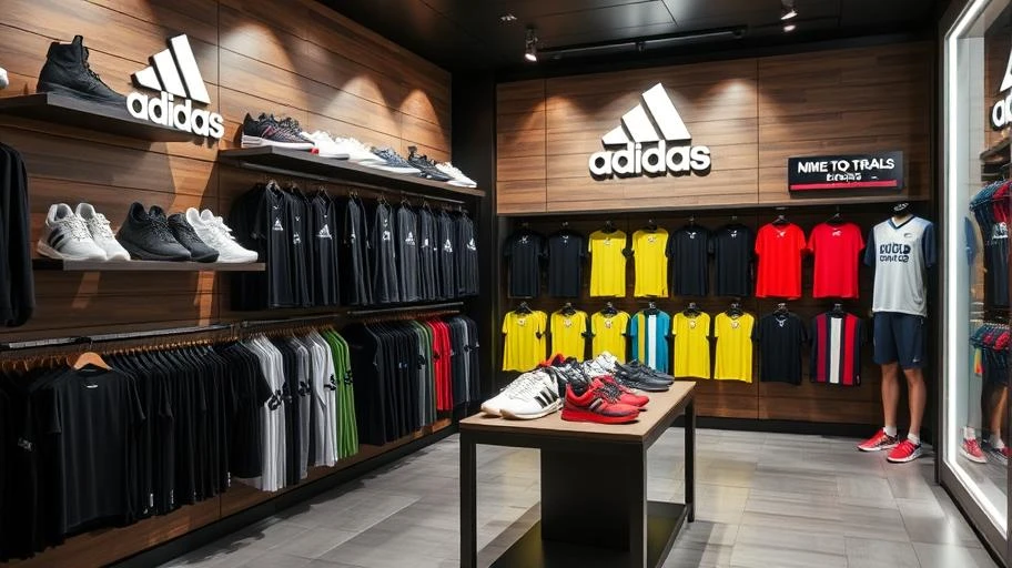 Cửa hàng Adidas với sản phẩm thể thao nổi bật
