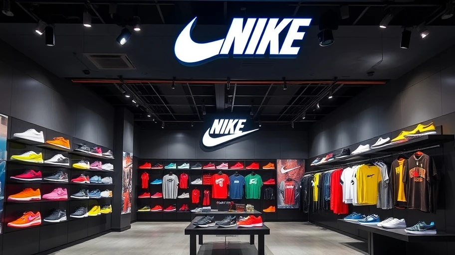 Cửa hàng Nike với sản phẩm giày và quần áo thể thao.