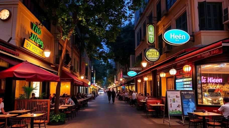 Đường phố Thảo Điền với các nhà hàng đa dạng quốc tế.