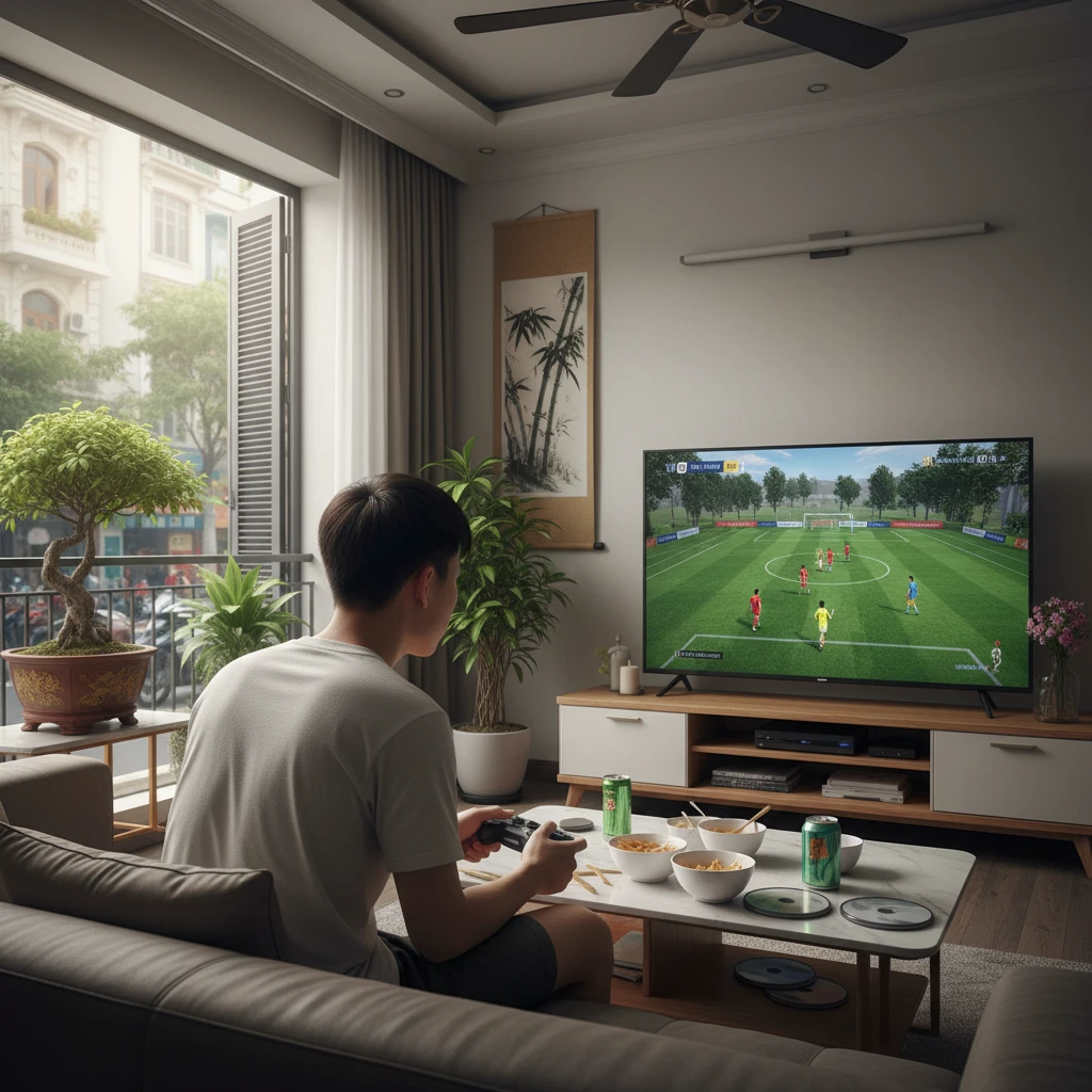 Gamer chơi FIFA trên console tại Việt Nam