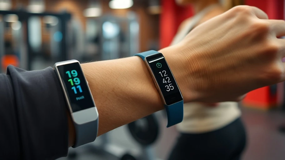 Hình ảnh cận cảnh Fitbit và Xiaomi Mi Band trong phòng gym ở Việt Nam.