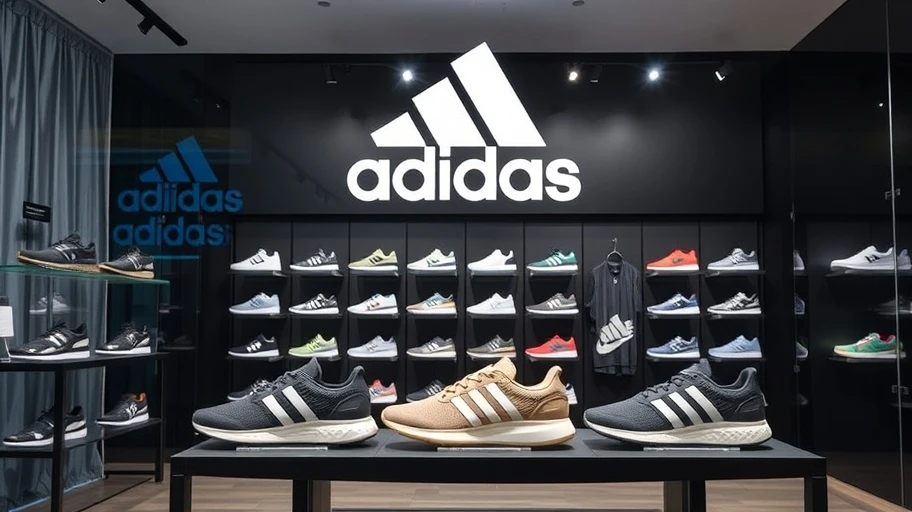 Hình ảnh cửa hàng Adidas với giày thể thao sáng tạo.