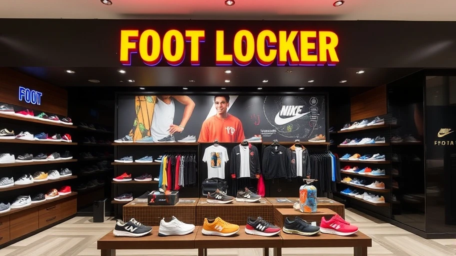 Hình ảnh cửa hàng Foot Locker với giày thể thao phong cách.