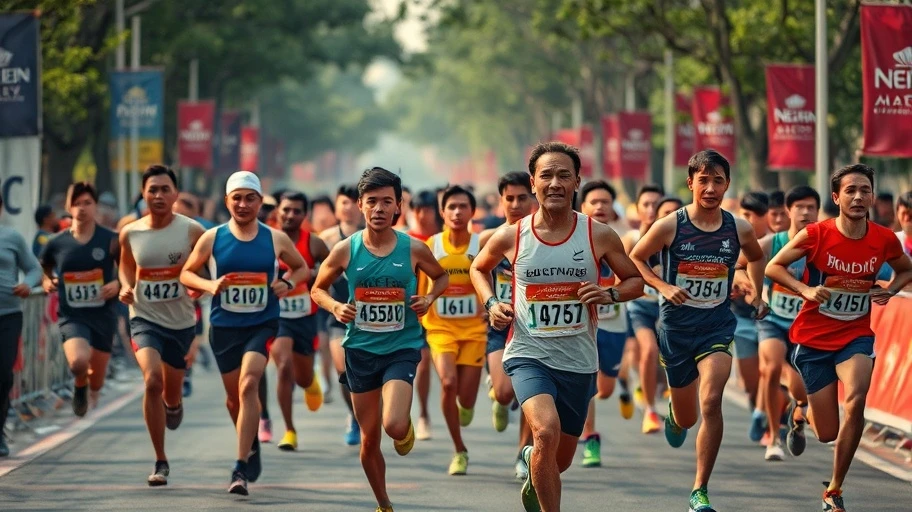 Hình ảnh marathon đại diện cho sức bền và ý chí.
