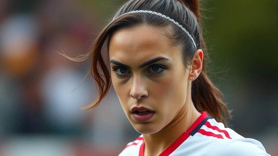 Hình ảnh một nữ cầu thủ nổi tiếng trong trận cầu Olympic.