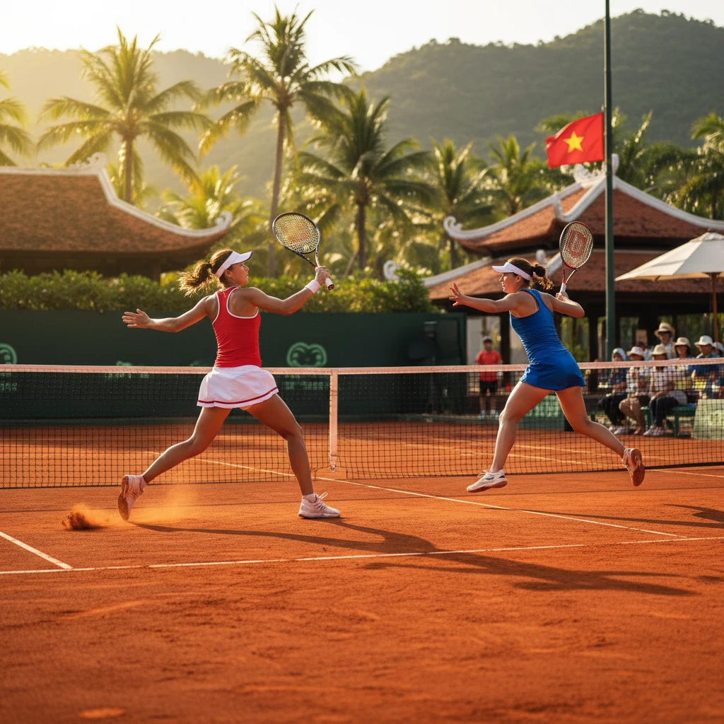 Hình ảnh trận quần vợt tại Việt Nam