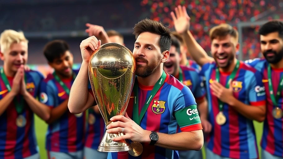 Lionel Messi nâng cúp Copa América 2021