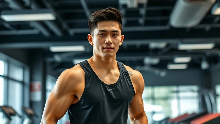 Người đàn ông trẻ mặc áo tank top thể thao đang tập luyện