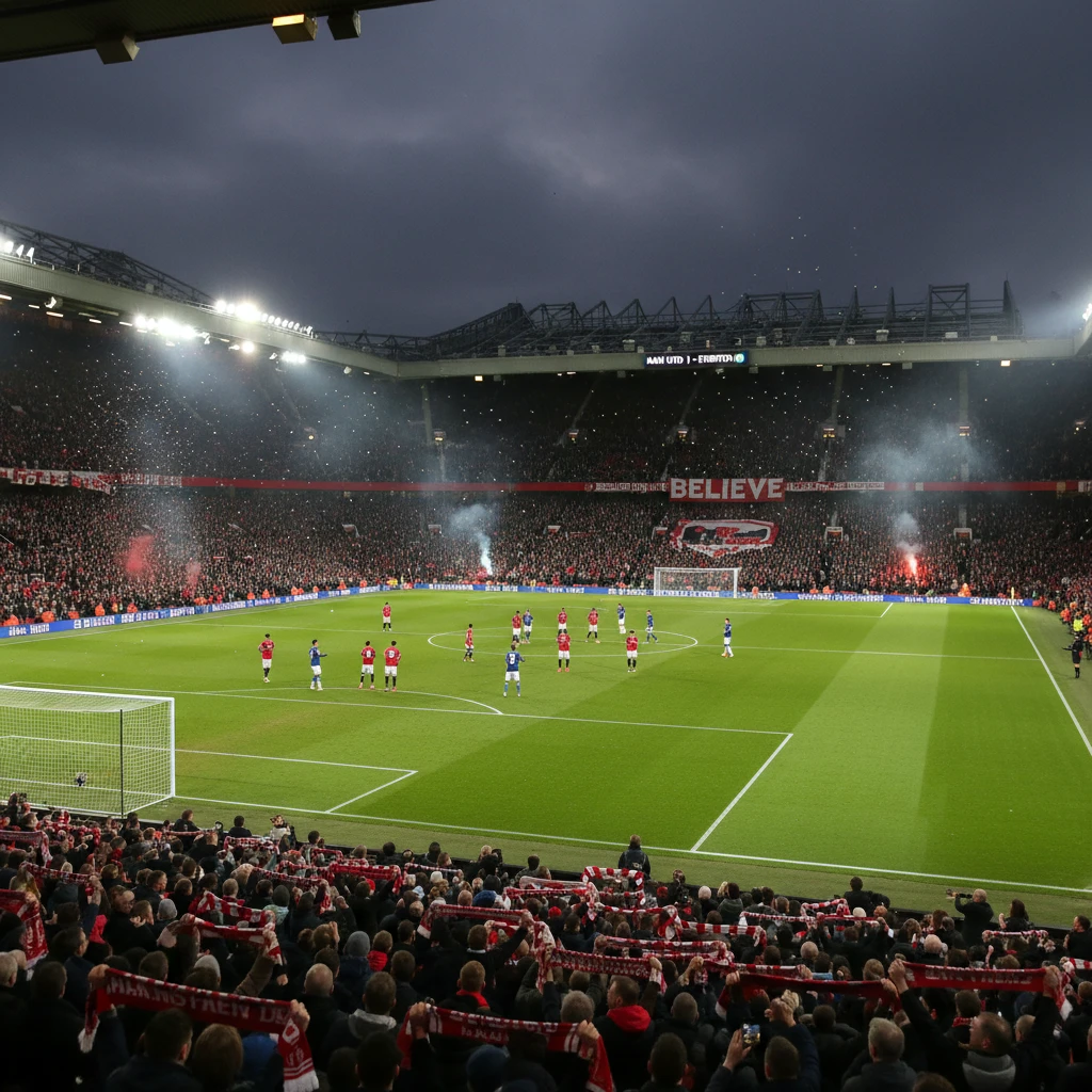 Sân Old Trafford trong trận MU vs Everton
