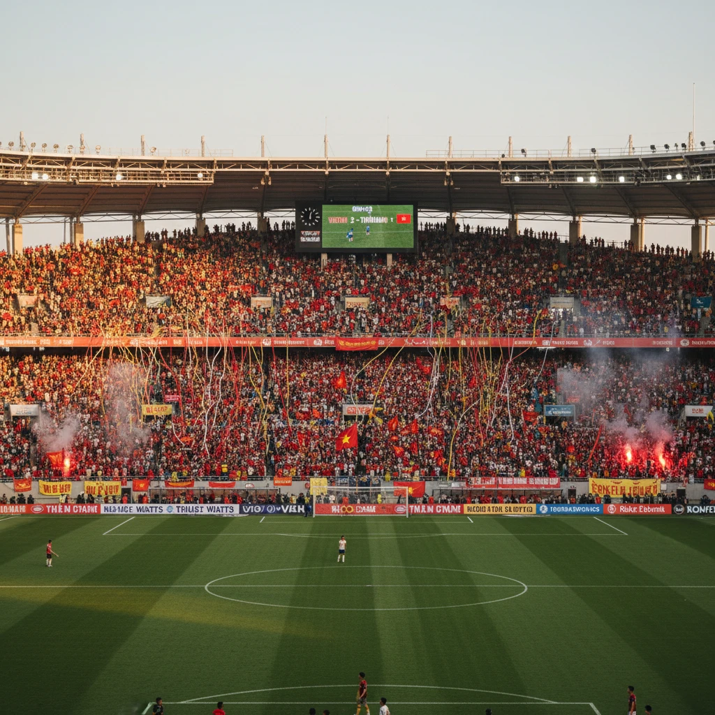 Sân vận động bóng đá với khán giả cuồng nhiệt tại Việt Nam