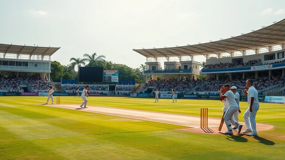 Trận đấu cricket với không khí sôi động.