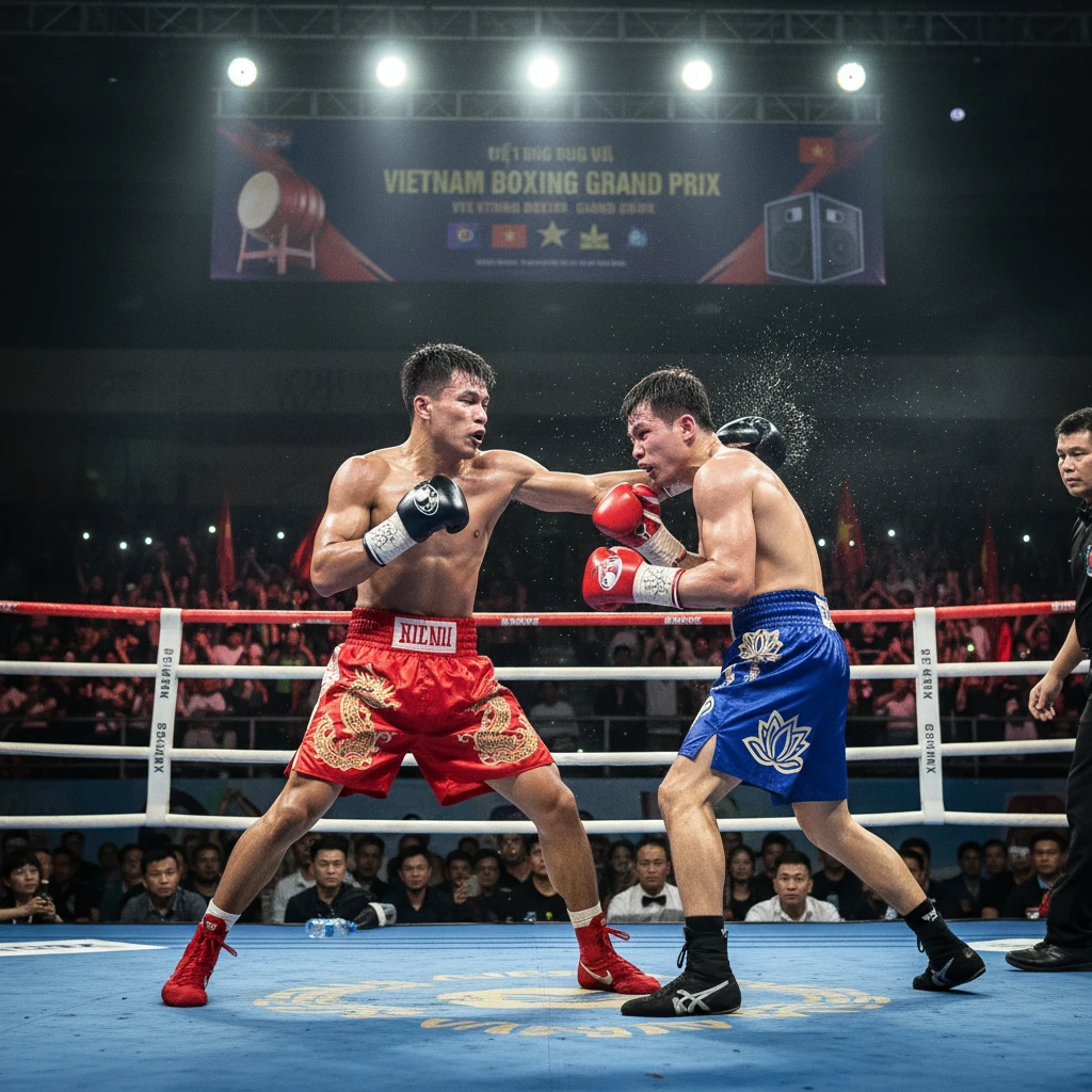 Võ sĩ đấm bốc trong trận đấu căng thẳng